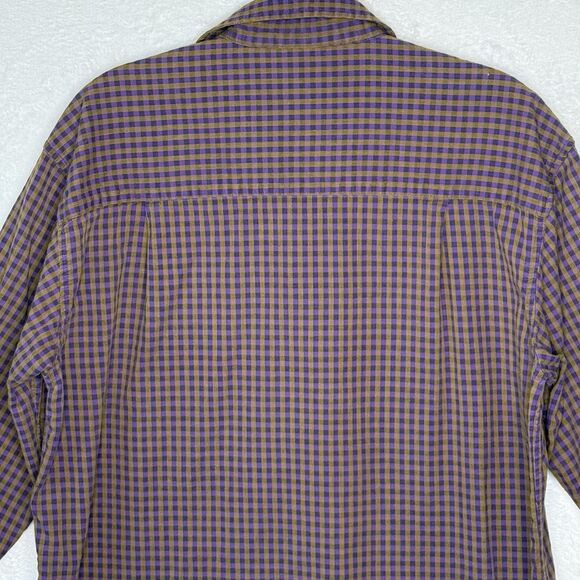PATAGONIA Women's Size M Loose Fit Purple Khaki Check Plaid Button Front Shirt - Picture 11 of 16